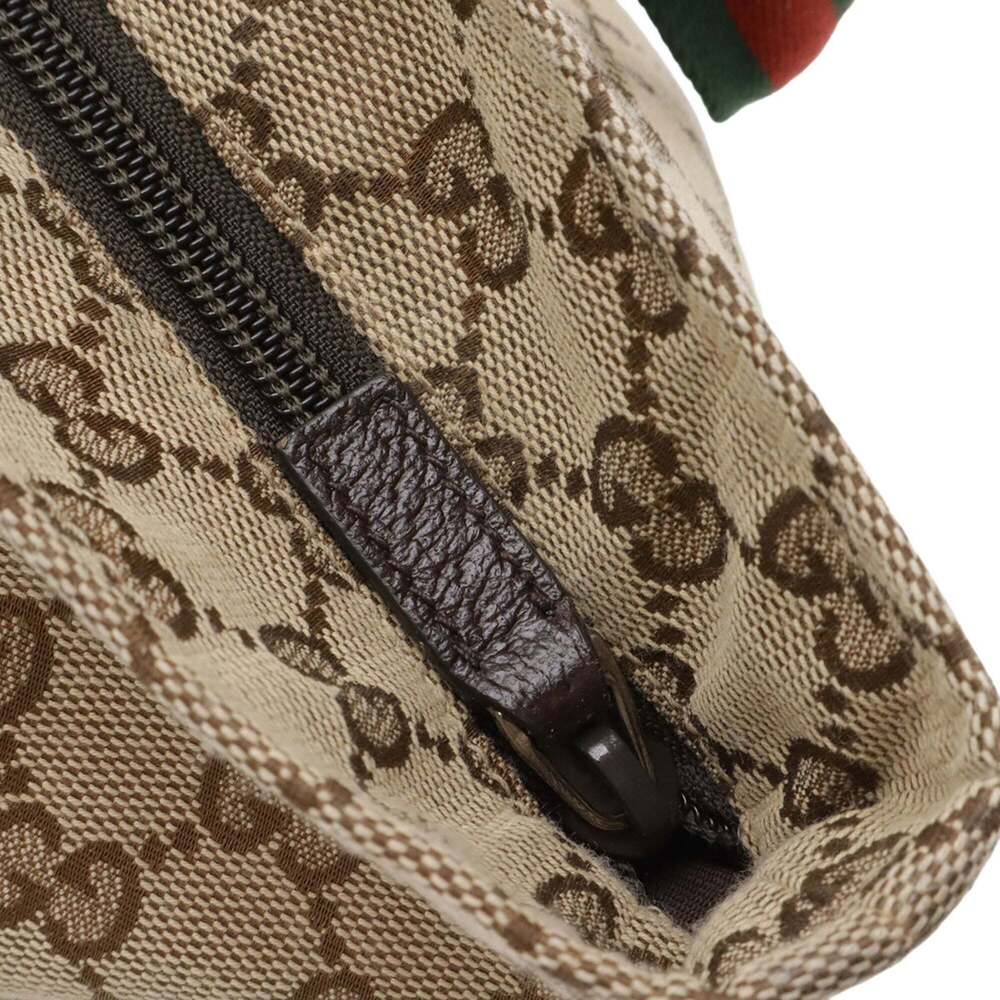 GUCCI GG Canvas Sherry Line Tote Bag, Handbag, Leather, Khaki Beige, Dark Bro... - Picture 5 of 10